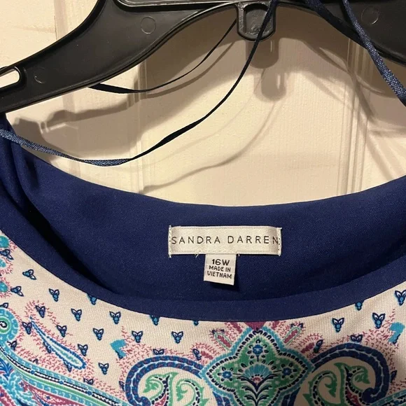 Sandra Darren Blue and Green Paisley Dress - Picture 2 of 3